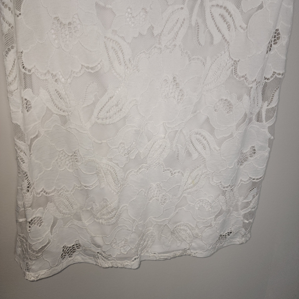 Ronni Nicole White Sleeveless Lace Dress 10 - Picture 4 of 11